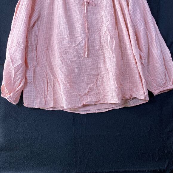 LC Lauren Conrad Womens Blouse Blush Pink Checkered Lined Long Sleeve Flowy L - Picture 3 of 14